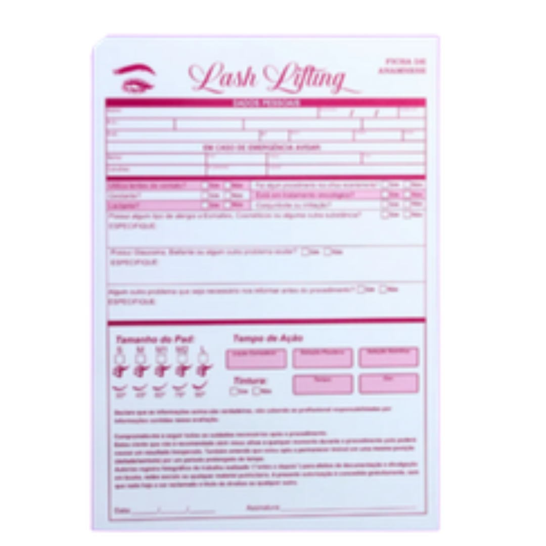 FICHA ANAMNESE DE LASH LIFT KIT 100FOLHAS - LC 5183