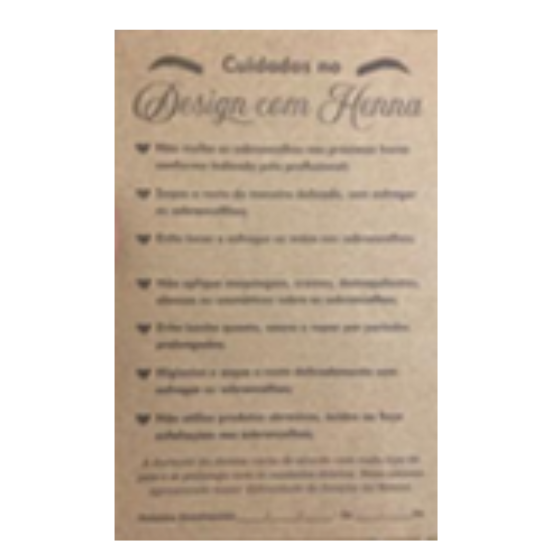 FICHA CUIDADO SOBRANCELHA DE HENNA KIT 100FOLHAS - LC 5187